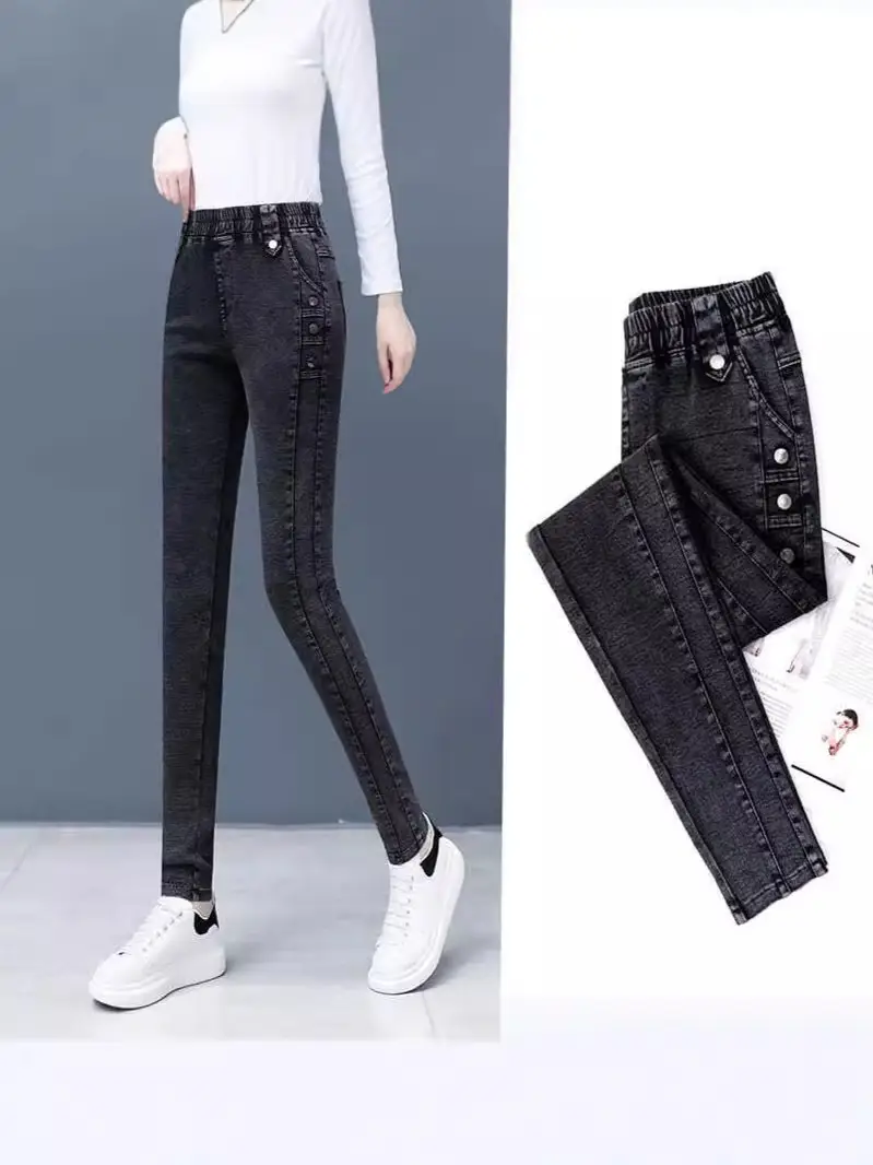 Stretch Slim Jeans Women Velvet High Waist Casual 2025 - Image 6