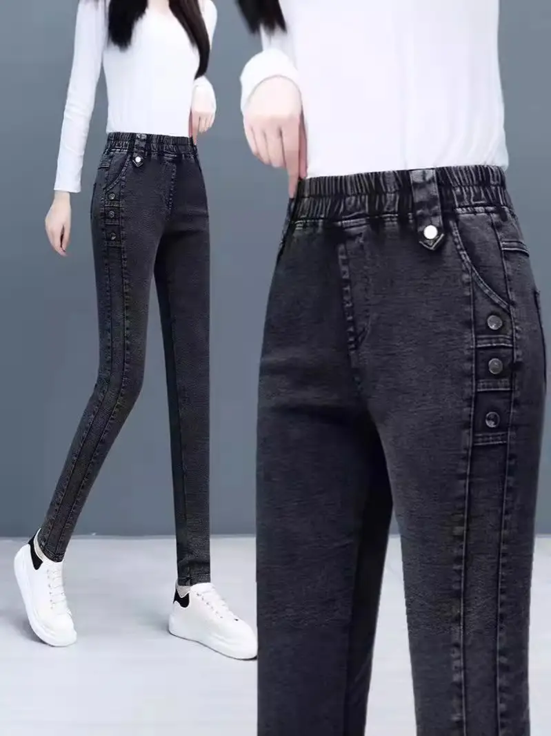 Stretch Slim Jeans Women Velvet High Waist Casual 2025 - Image 7