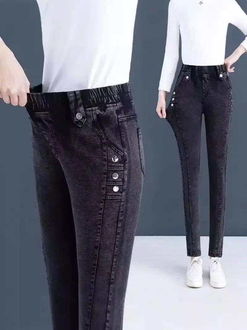 Stretch Slim Jeans Women Velvet High Waist Casual 2025 - Image 8