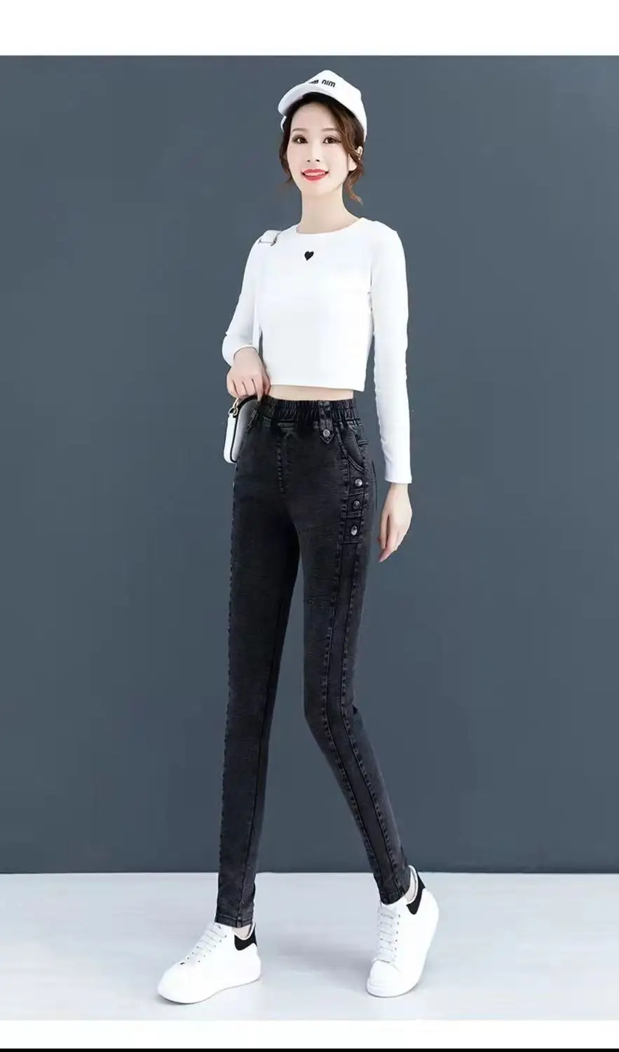 Stretch Slim Jeans Women Velvet High Waist Casual 2025 — feature 19