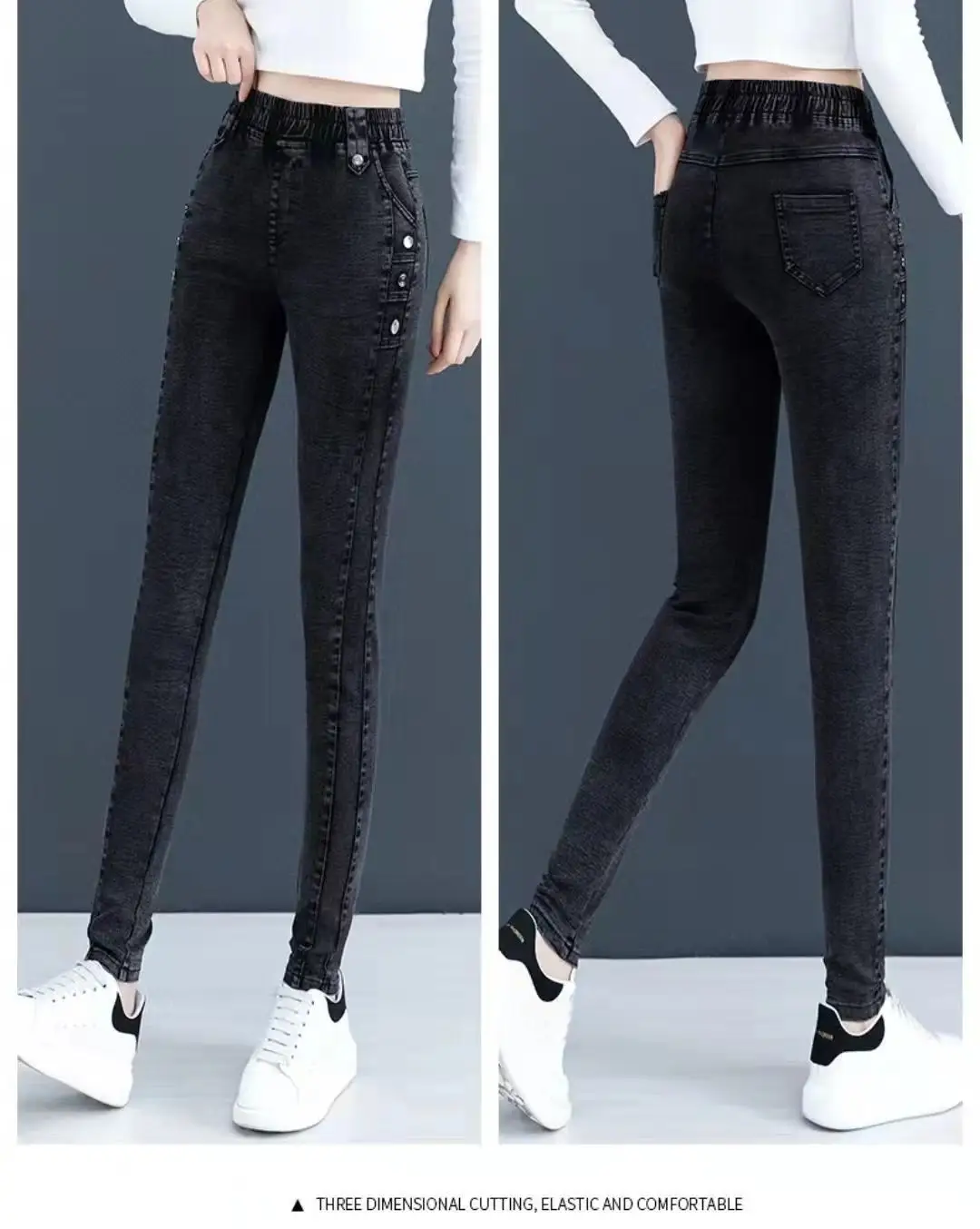 Stretch Slim Jeans Women Velvet High Waist Casual 2025 — feature 20