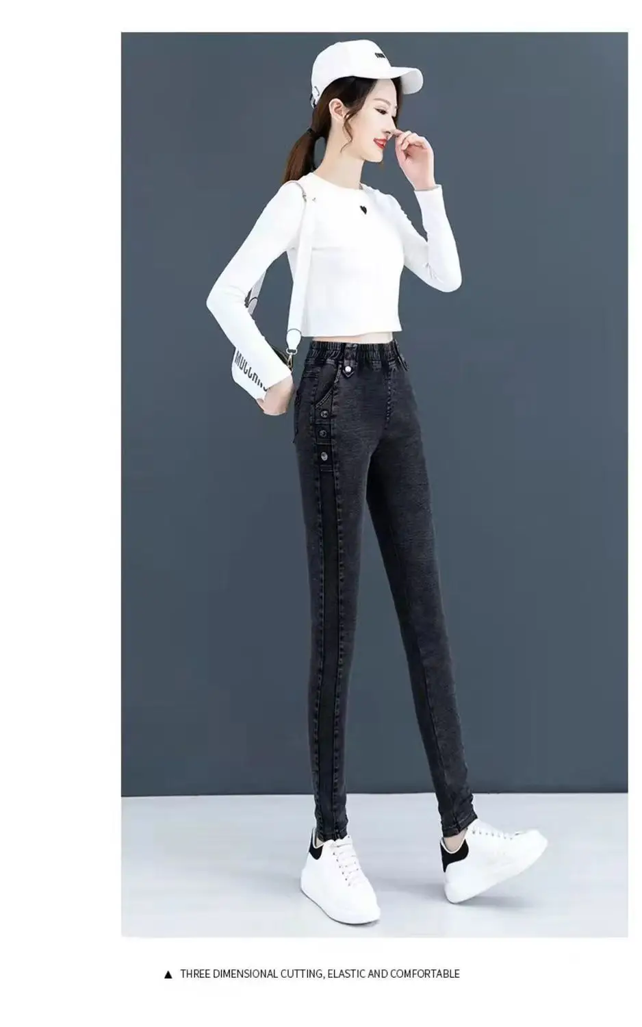 Stretch Slim Jeans Women Velvet High Waist Casual 2025 — feature 21