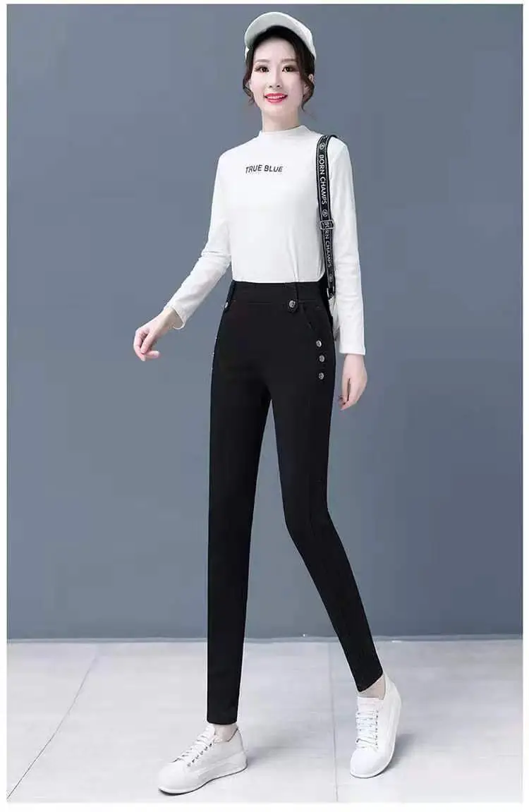 Stretch Slim Jeans Women Velvet High Waist Casual 2025 — feature 26