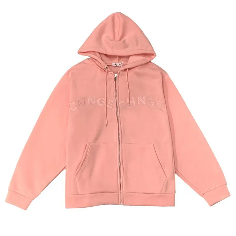 Women Velvet Zipper Hoodie Grey Large - Image 11