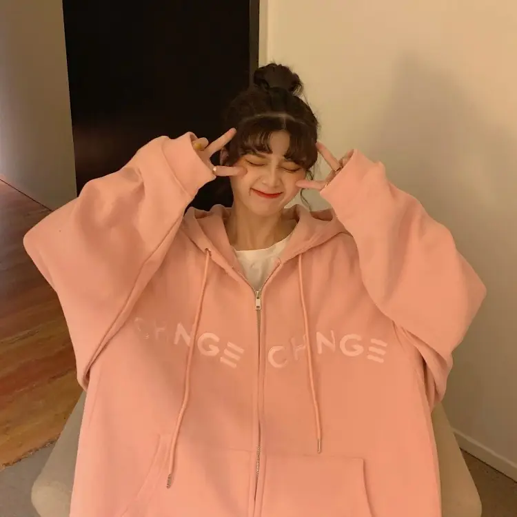 Women Velvet Zipper Hoodie Grey Large — feature 12