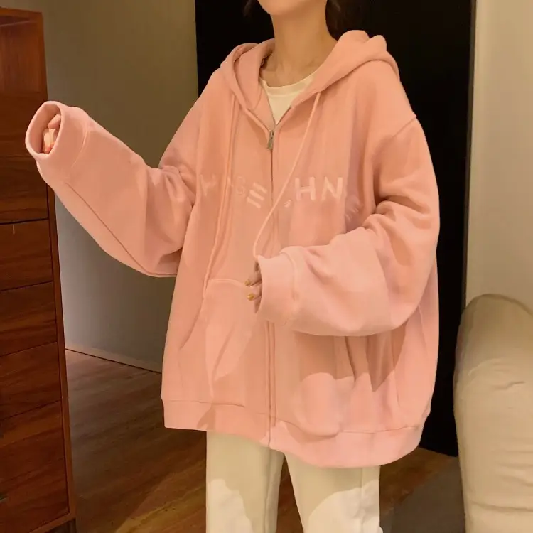 Women Velvet Zipper Hoodie Grey Large — feature 13
