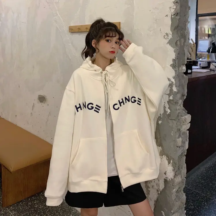 Women Velvet Zipper Hoodie Grey Large — feature 17