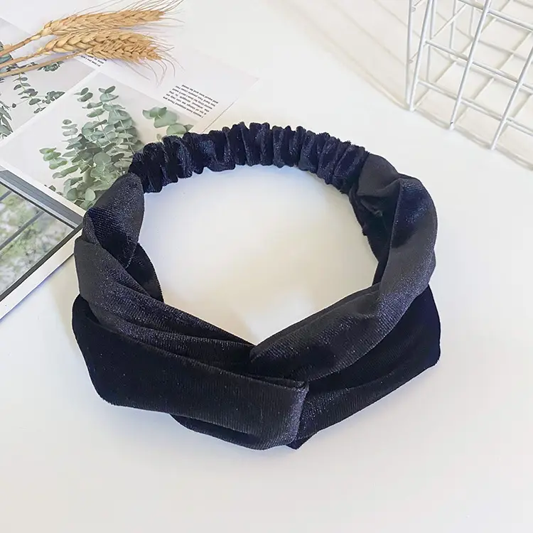 Elastic Washable Hair Band Autumn Winter Velvet Black - Image 3