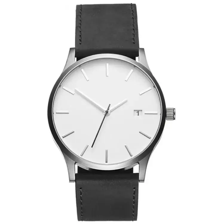 Men's Black Dial Quartz Watch with Tan Belt - Image 9