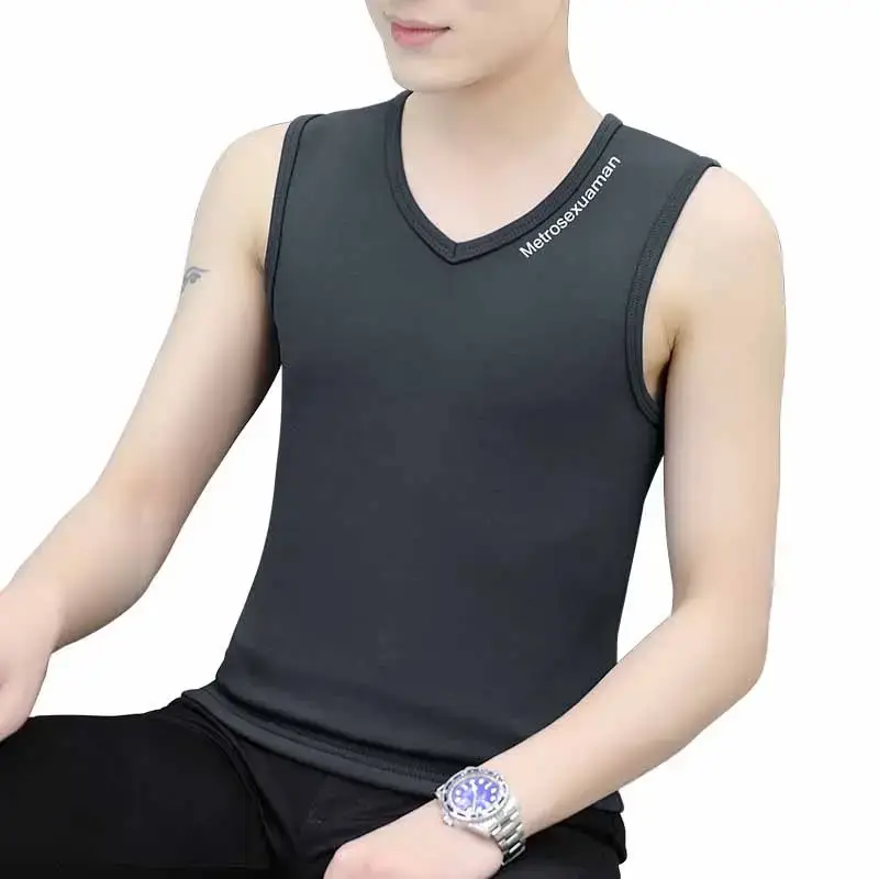Men's White V-Neck Sleeveless Vest 420g - Image 12