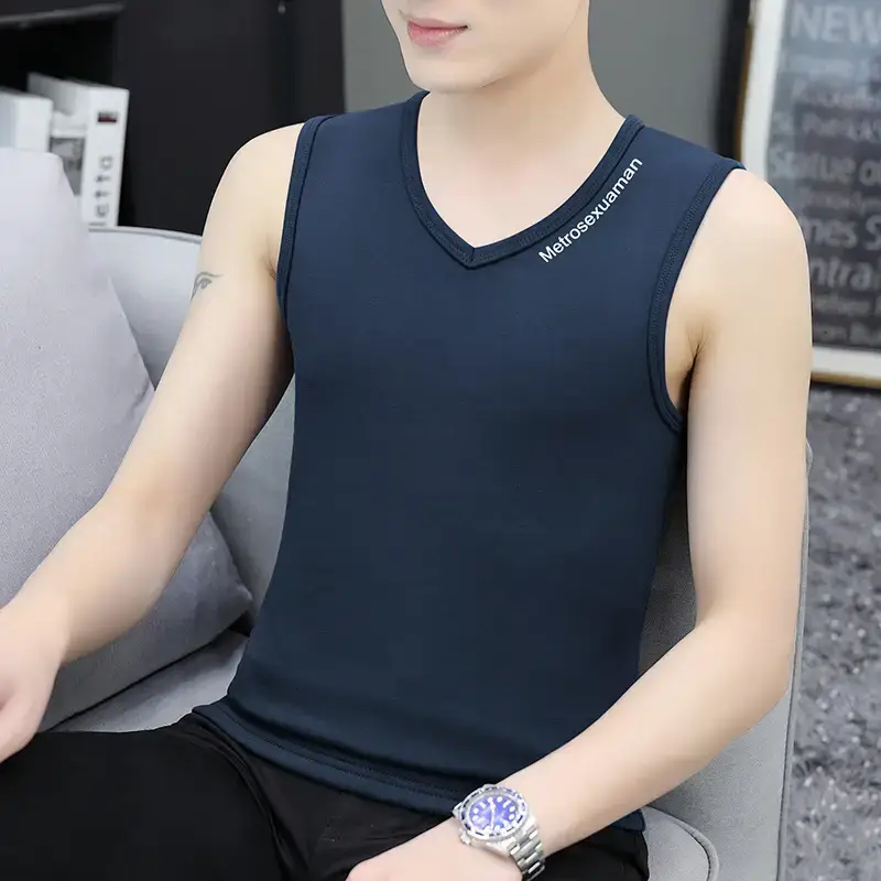 Men's White V-Neck Sleeveless Vest 420g - Image 4