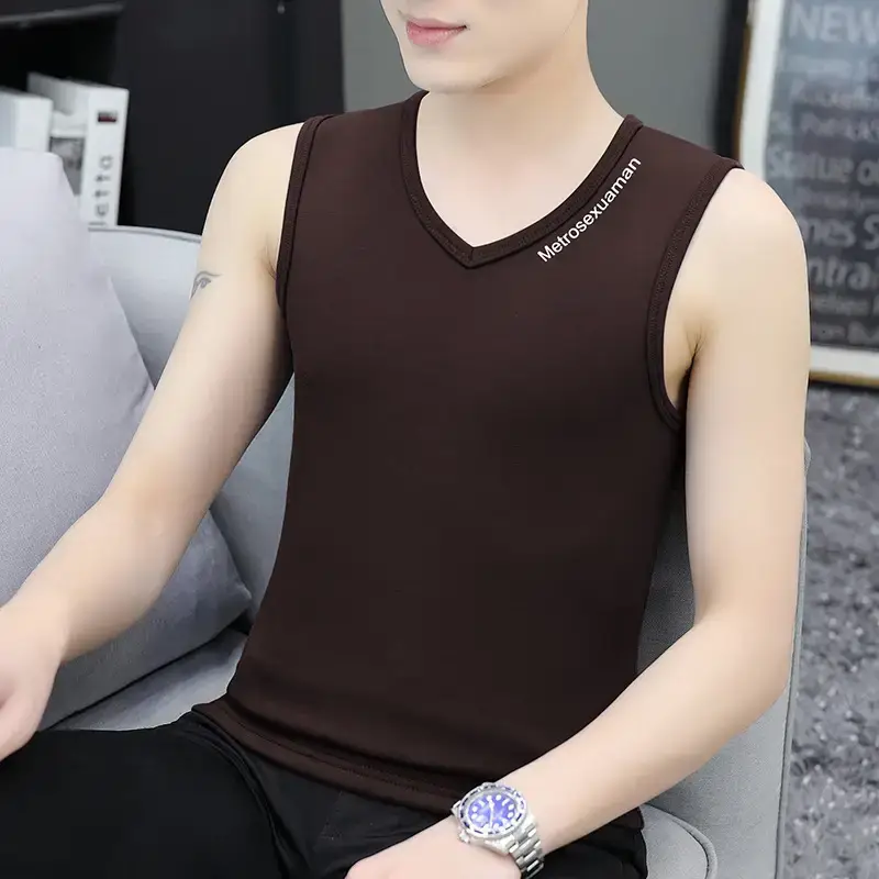 Men's White V-Neck Sleeveless Vest 420g - Image 5