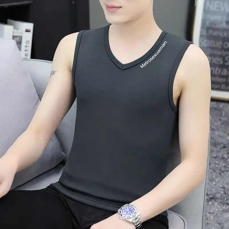 Men's White V-Neck Sleeveless Vest 420g - Image 6