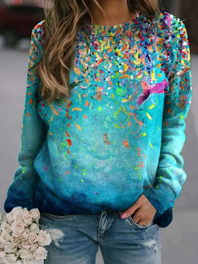 2022 3D Flower Crewneck Sweater Purple - Image 14