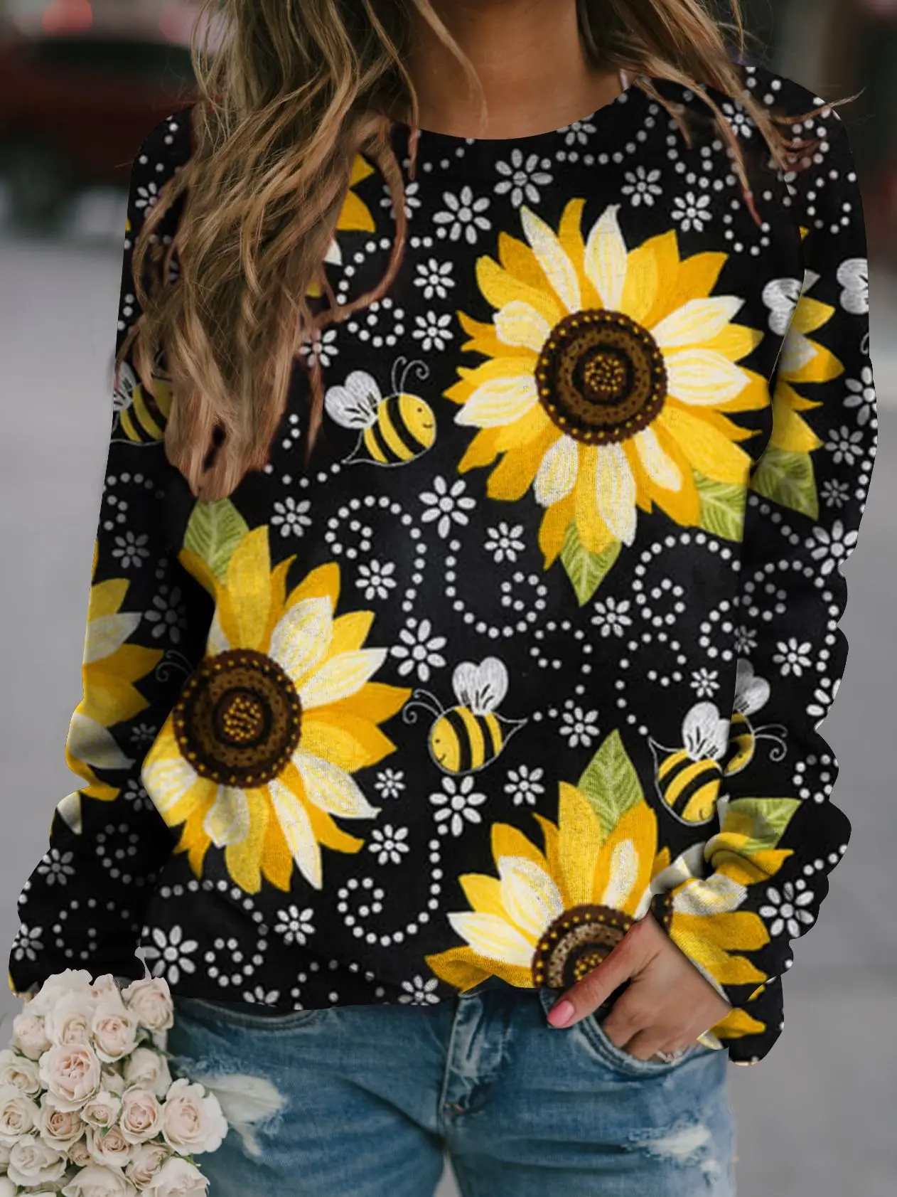 2022 3D Flower Crewneck Sweater Purple - Image 23