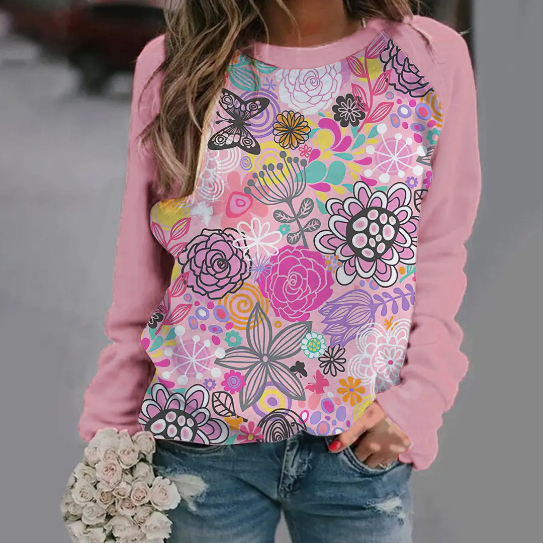 2022 3D Flower Crewneck Sweater Purple - Image 25