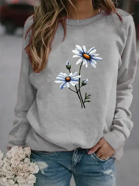 2022 3D Flower Crewneck Sweater Purple - Image 26