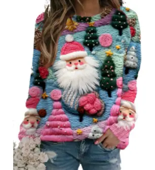 2022 3D Flower Crewneck Sweater Purple - Image 30