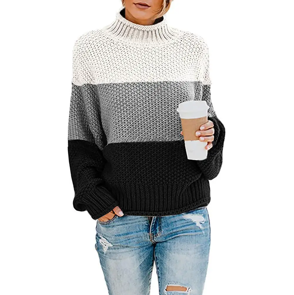 Maroon Knit Sweater High Collar Elegant Commuter Style - Image 13