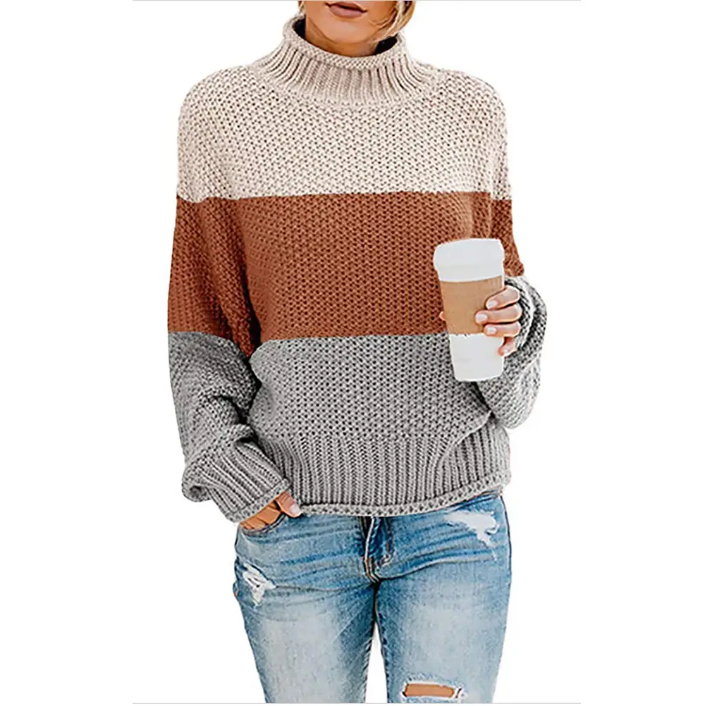 Maroon Knit Sweater High Collar Elegant Commuter Style - Image 19