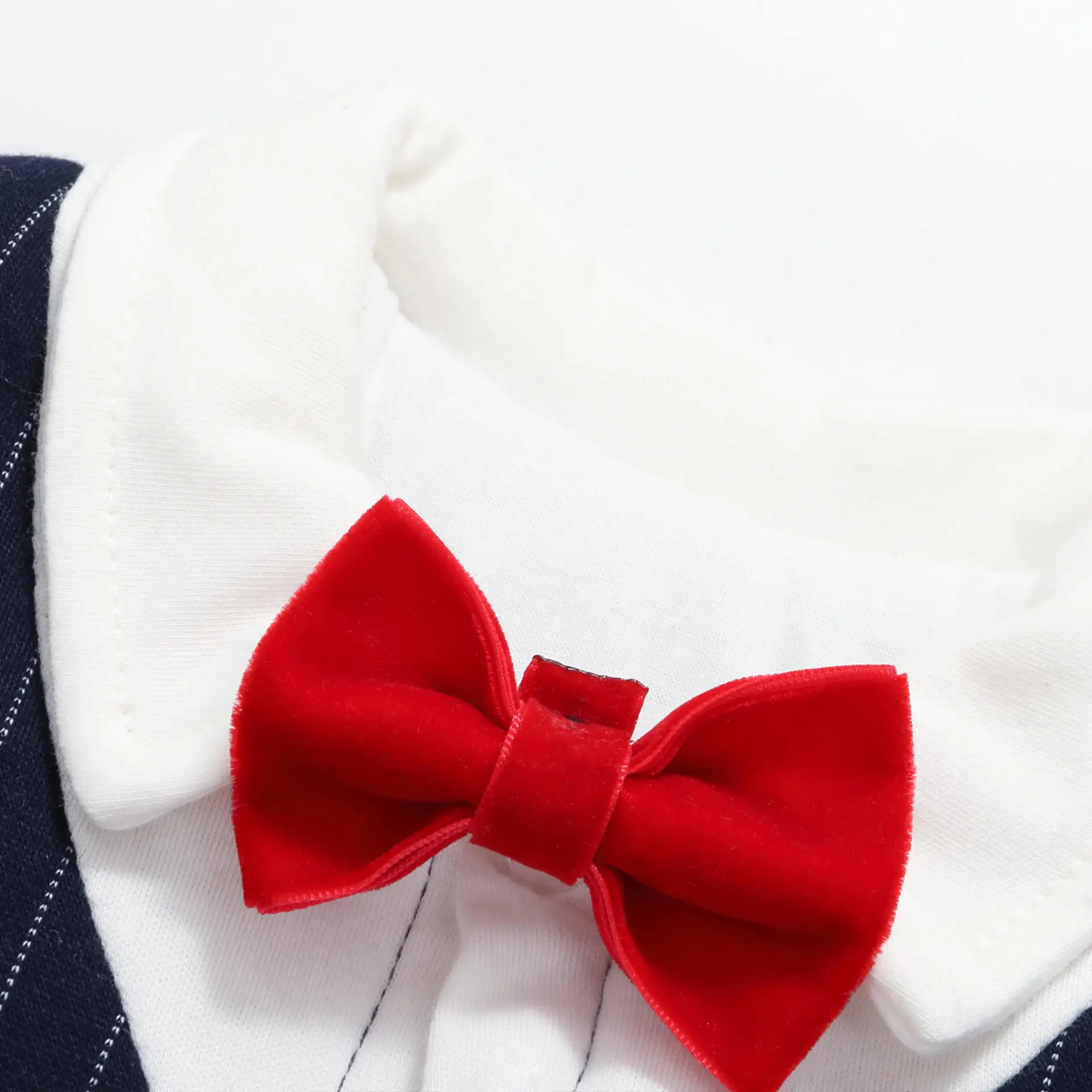 Newborn Baby Cotton Suit Navy Blue with Red Bow - Image 5