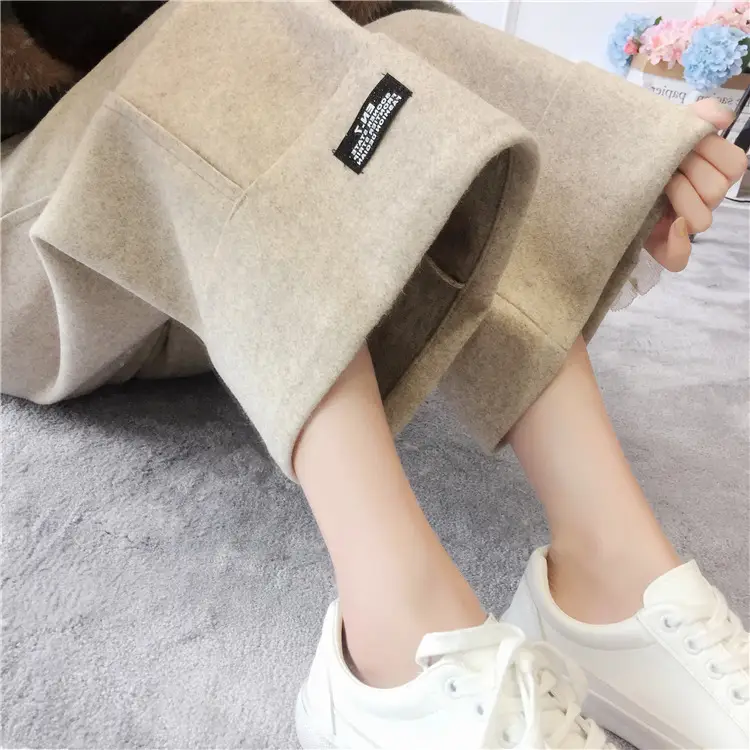 Women's Black Loose Wool Wide Leg Pants Winter Casual — feature 5