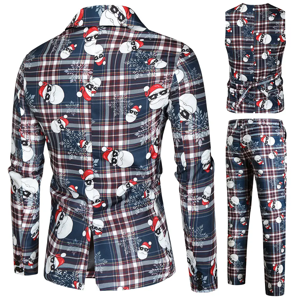 3D Printed Plaid Pajama Set for Men Winter Casual - Image 4