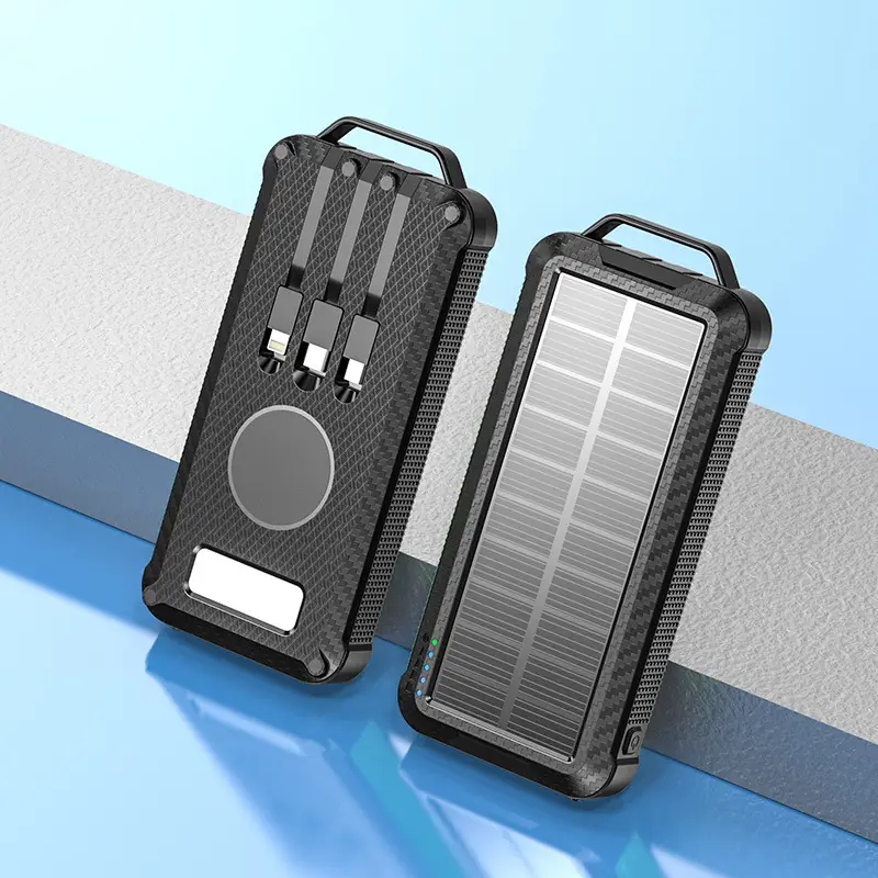 Solar Wireless Power Bank 20000mA Self-Wired Mobile Power - Image 2