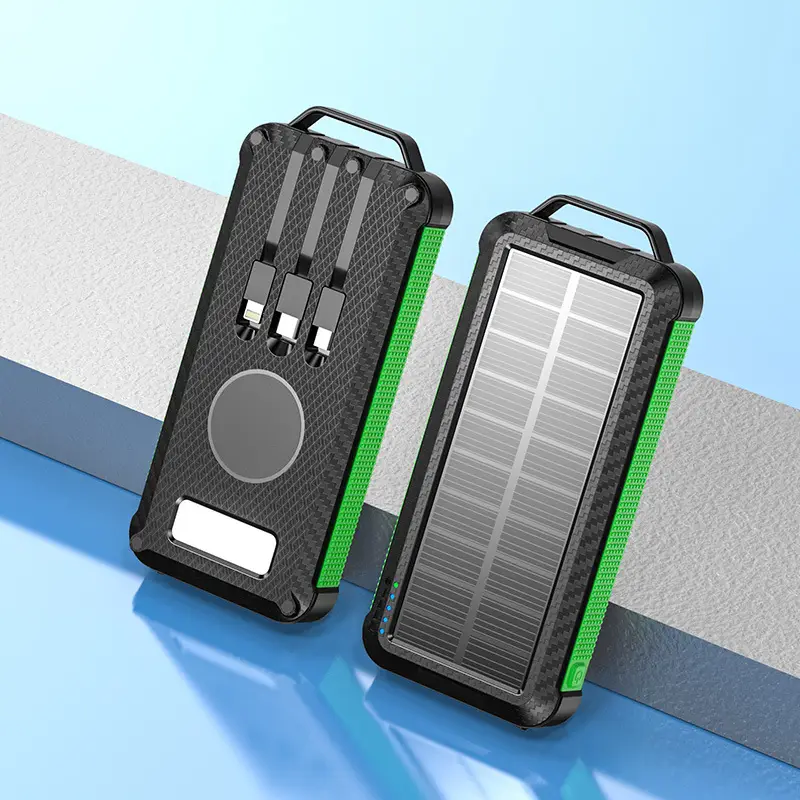 Solar Wireless Power Bank 20000mA Self-Wired Mobile Power - Image 3