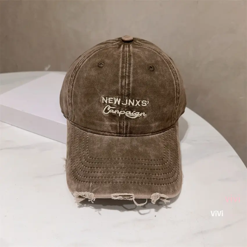 Purple Wash & Distressed Baseball Cap for Women with Letter Embroidery - Image 3