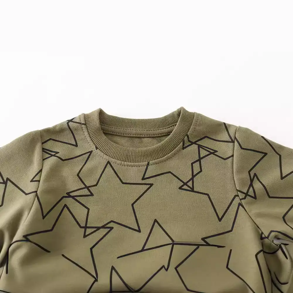 Kids Star Print Long Sleeve Sweater Olive Green - Image 2