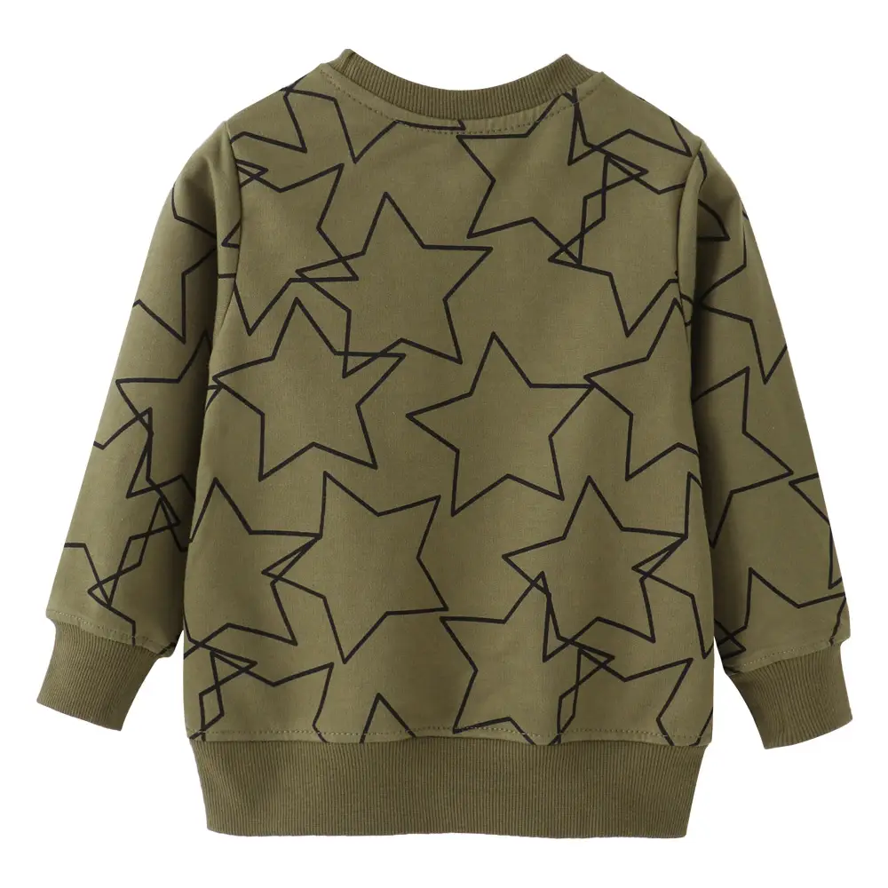 Kids Star Print Long Sleeve Sweater Olive Green - Image 4