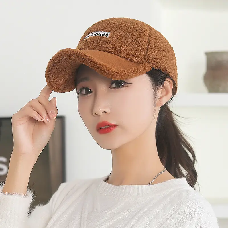 Women Velvet Teddy Baseball Cap Autumn Winter Warm Lamb Wool Suede - Image 10