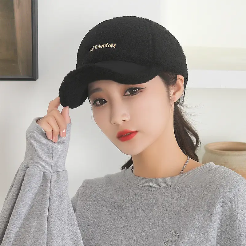 Women Velvet Teddy Baseball Cap Autumn Winter Warm Lamb Wool Suede - Image 4