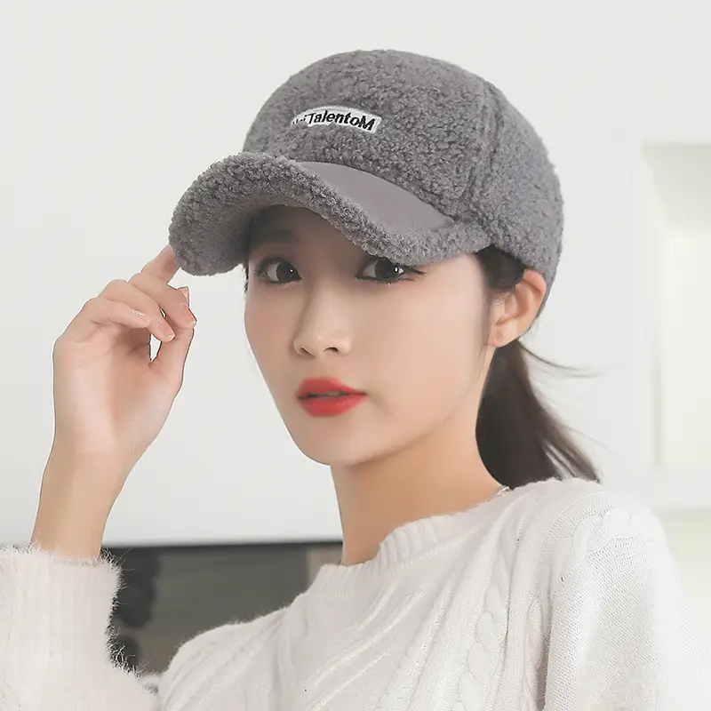 Women Velvet Teddy Baseball Cap Autumn Winter Warm Lamb Wool Suede - Image 2