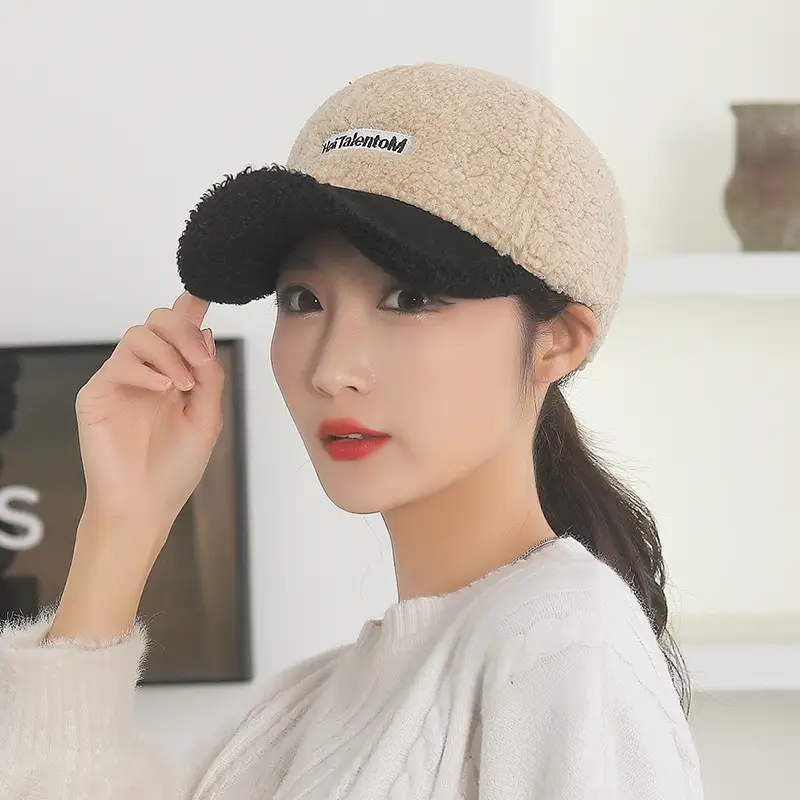 Women Velvet Teddy Baseball Cap Autumn Winter Warm Lamb Wool Suede - Image 6