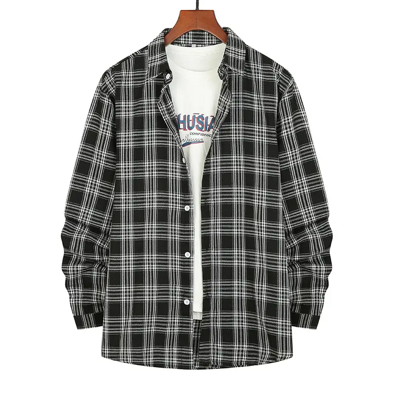 Men Plaid Lapel Shirt 2023 Spring Summer