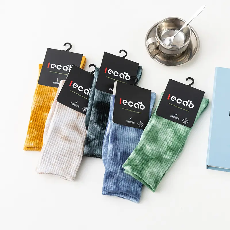 Tie-Dyed High-Top Cotton Socks for Men, Large Size Street Trendy Socks, High-Top Cotton Socks, Colorfulful Sweat-Absorbent Breathable Socks, Comfortable