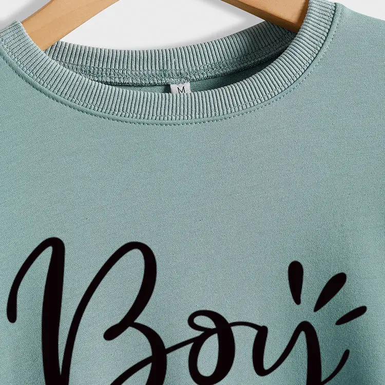 Boy Mom Printed Long Sleeve Sweater Blue