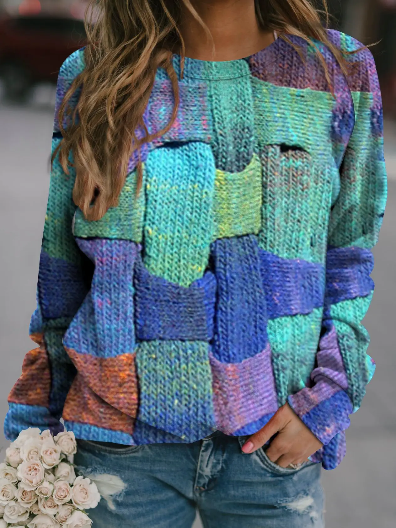 2022 3D Tie-Dye Crewneck Pullover Orange Yellow - Image 2