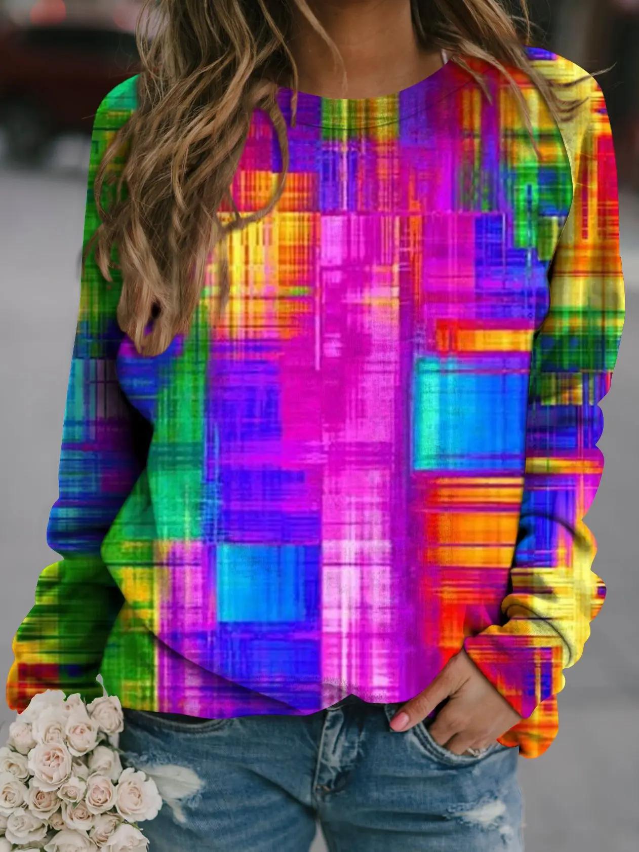 2022 3D Tie-Dye Crewneck Pullover Orange Yellow - Image 3