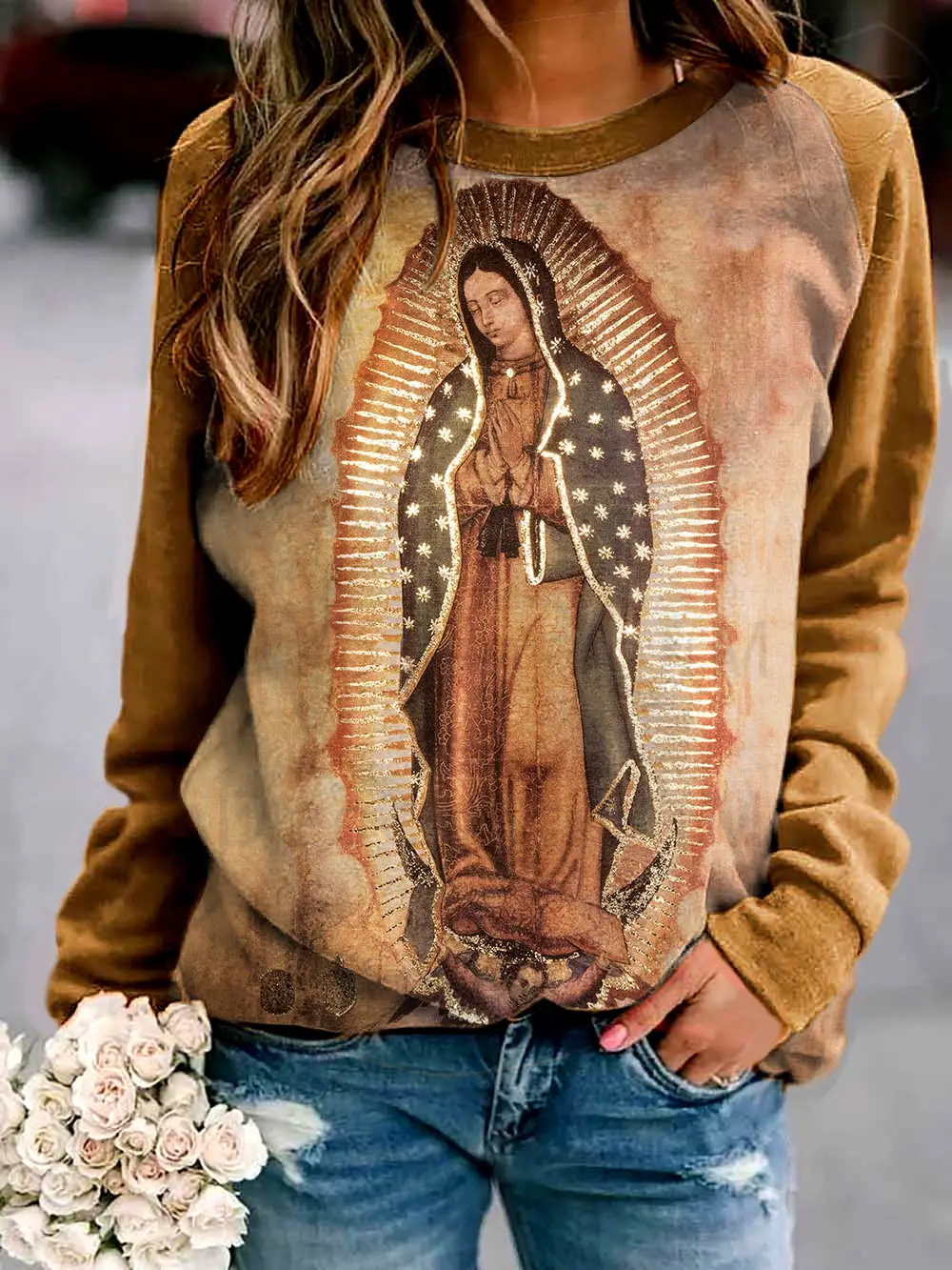 2022 3D Tie-Dye Crewneck Pullover Orange Yellow - Image 11