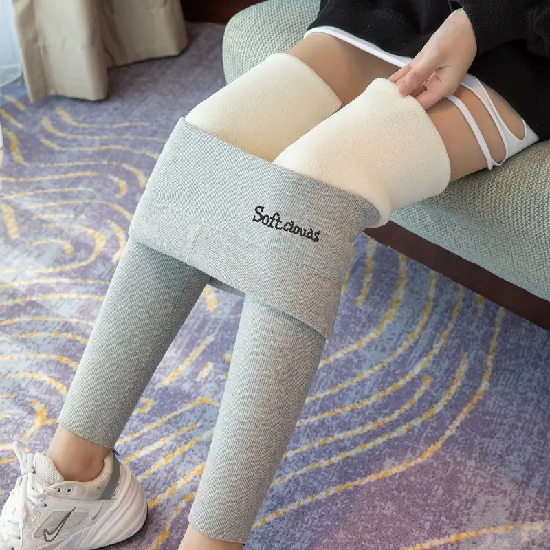 Women Grey Fleece Leggings Warm Winter Wear - Image 6