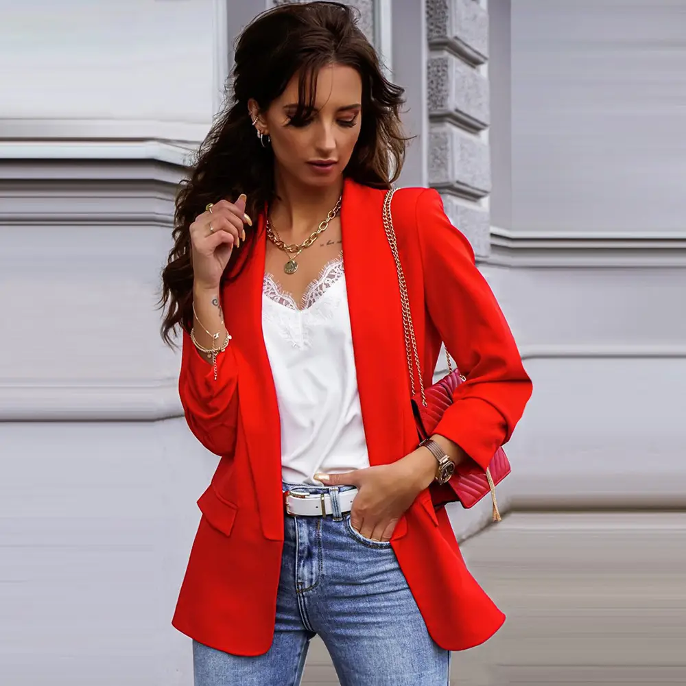 Women Long Sleeve Suit Red 2023 Export Premium - Image 2