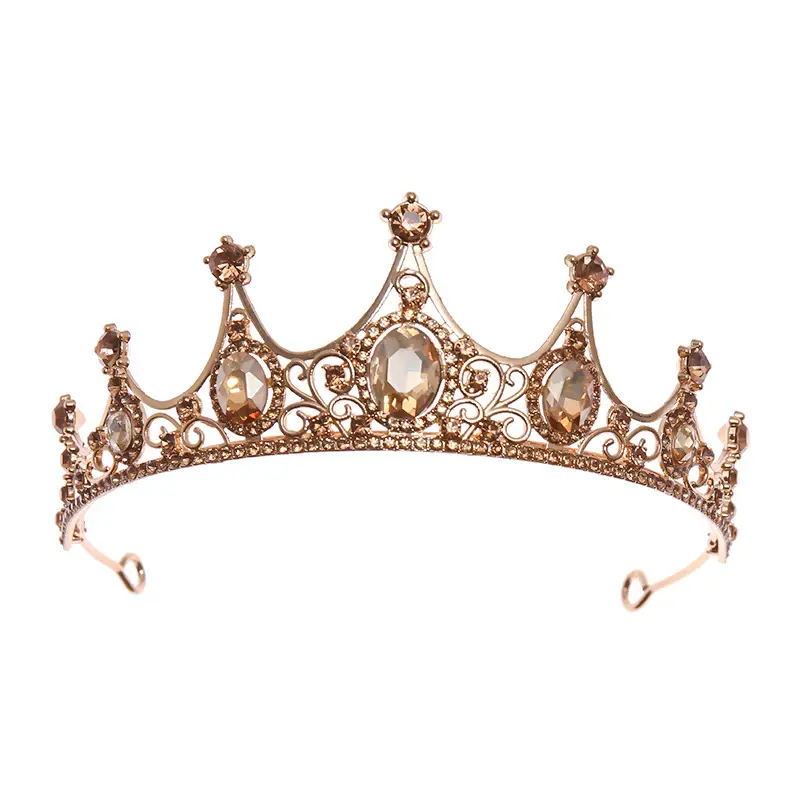 Cross-Border Birthday Crown for Girls Red Gemstone