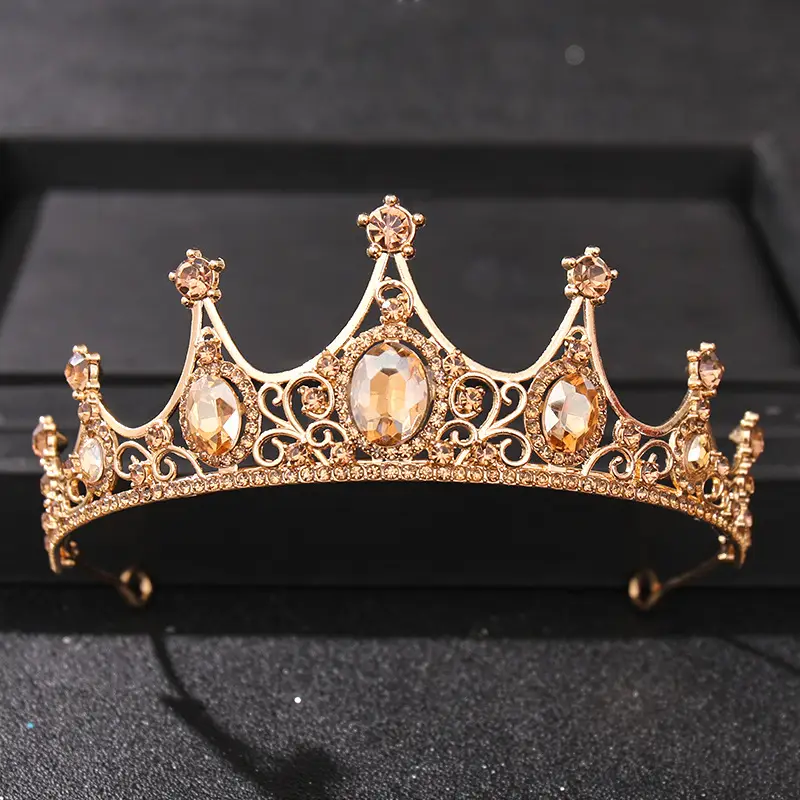 Cross-Border Birthday Crown for Girls Red Gemstone