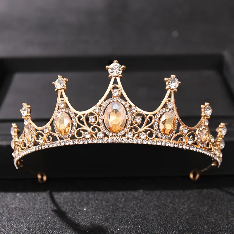 Cross-Border Birthday Crown for Girls Red Gemstone