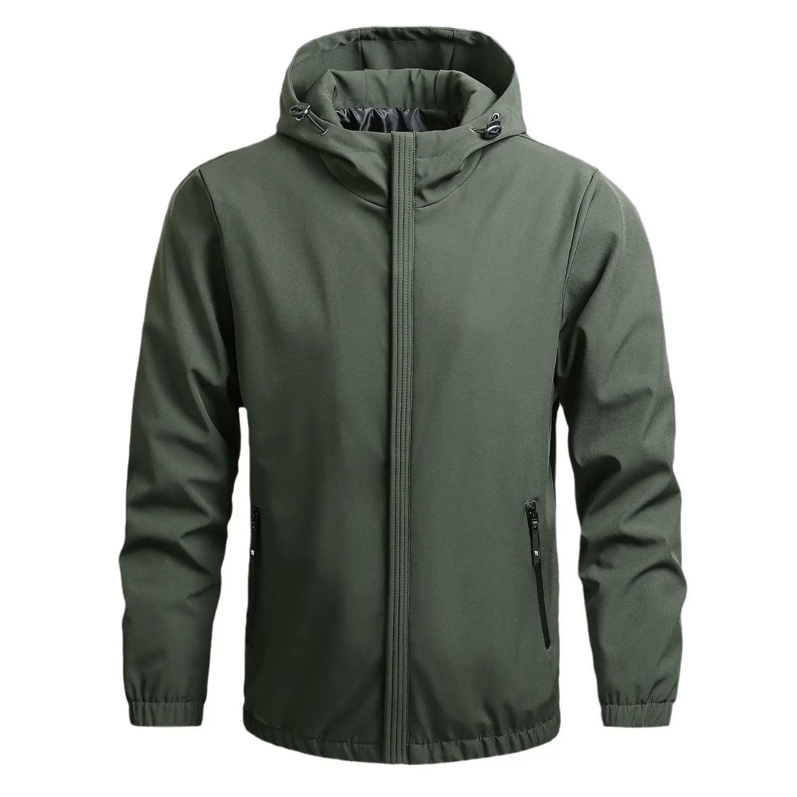 Black Full-Zip Hooded Men's Jacket - Image 26