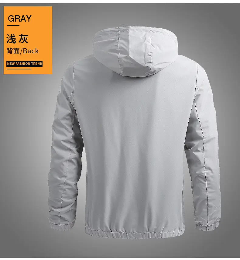 Black Full-Zip Hooded Men's Jacket — feature 15