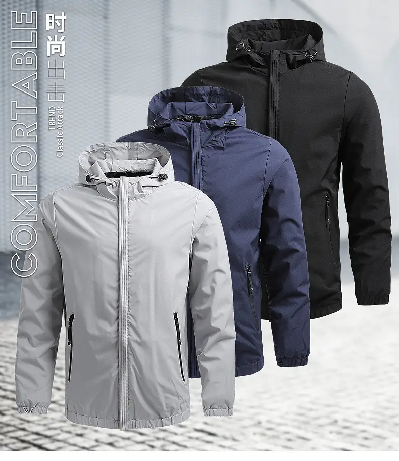 Black Full-Zip Hooded Men's Jacket — feature 3